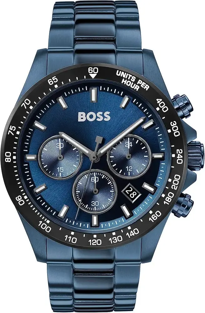 BOSS Hugo Contemporary Sport Analog Blue Dial Men's Watch-1513758 Stainless Steel, Blue Strap