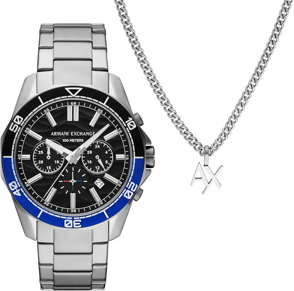 Brand: Armani Exchange   Armani Exchange Silver Quartz Stainless Steel Watch AX7166SET